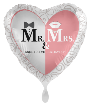 Folienballon - Mr. & Mrs., endlich verheiratet! - ø 43cm